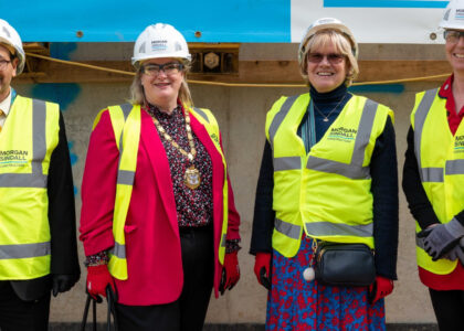 The topping out ceremony at the new radiotherapy building