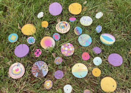 windchimes being assembled for the sensory garden