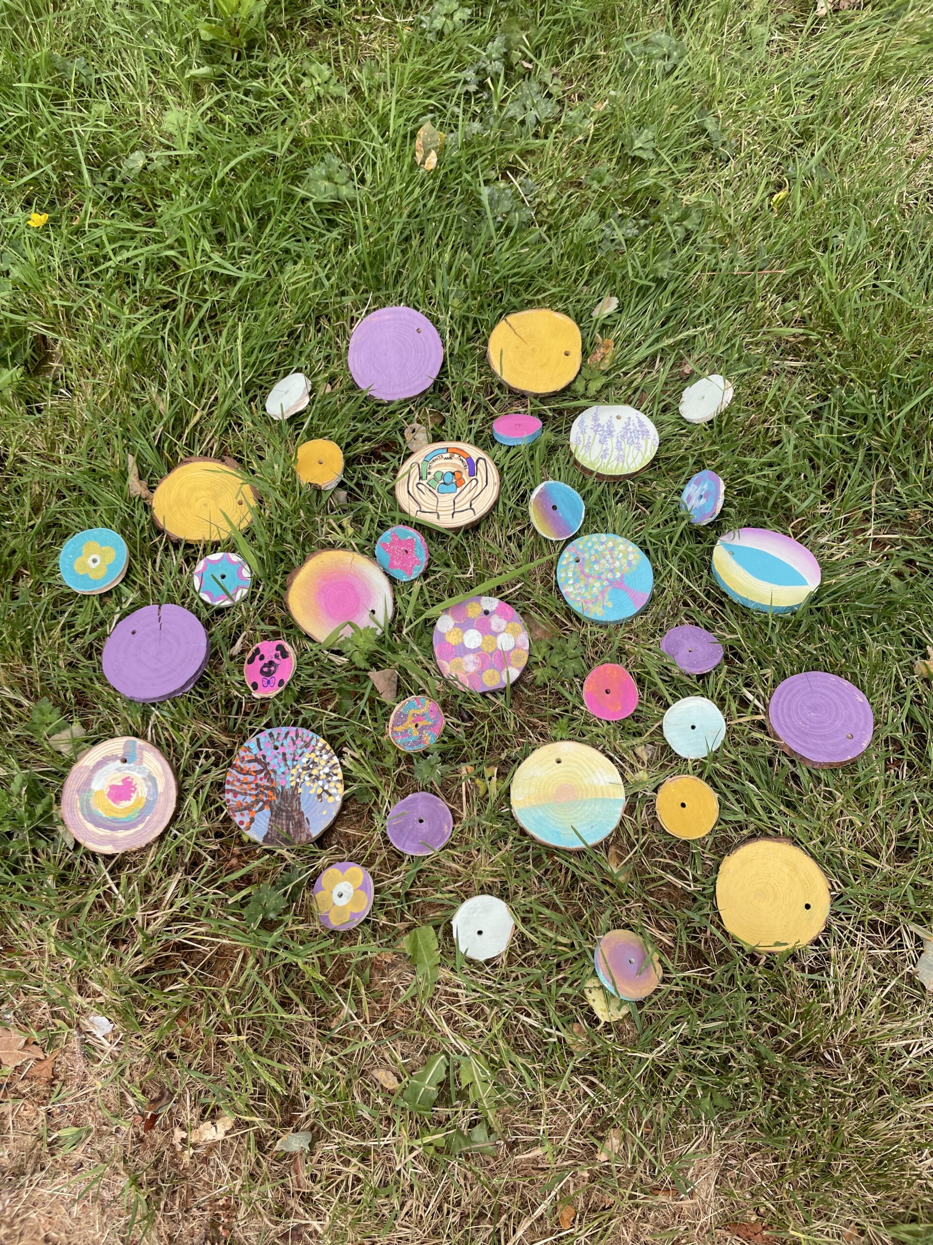 windchimes being assembled for the sensory garden